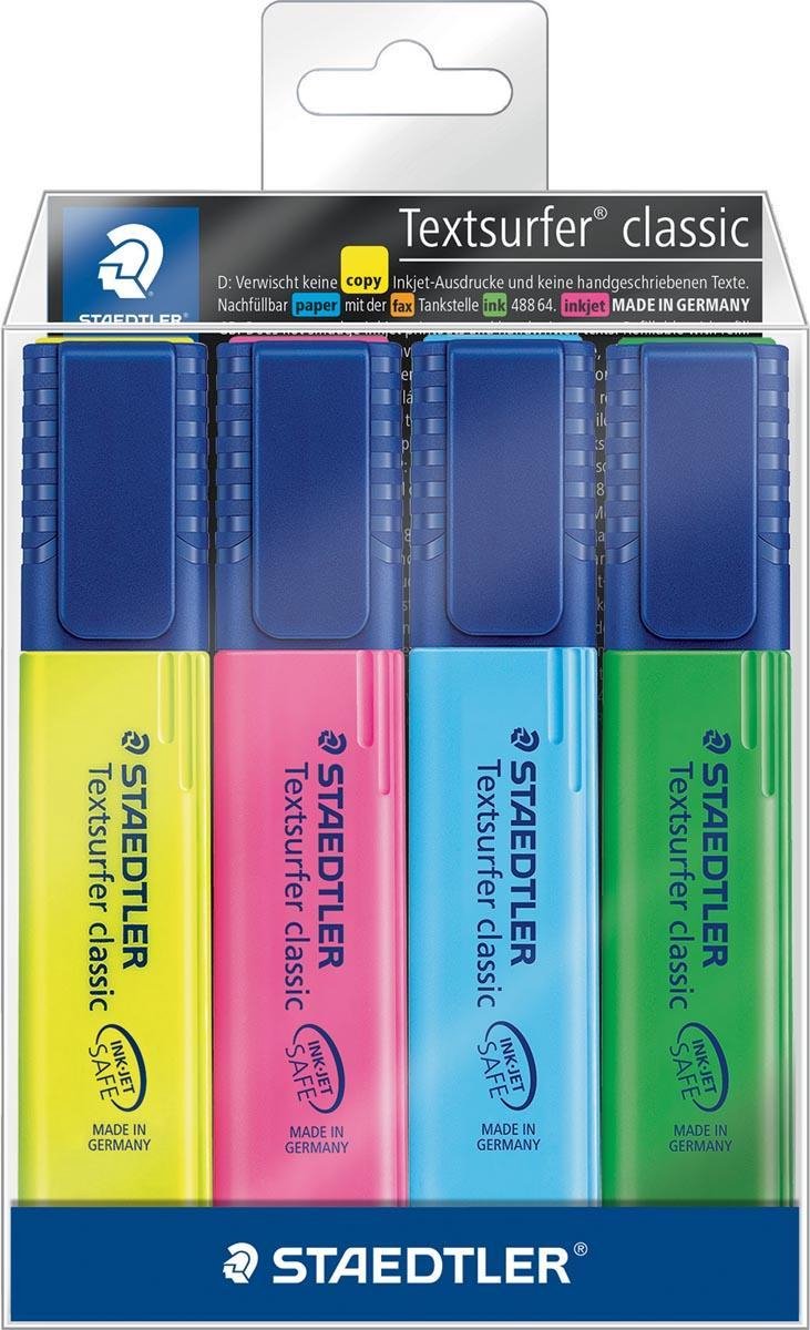 Staedtler Markeerstift Textsurfer Classic Etui Van 4 Stuks: Geel, Roze, Blauw En - Groen