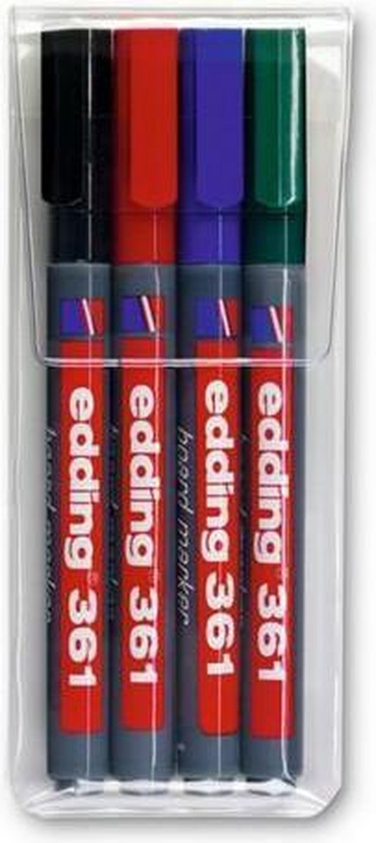 Edding Whiteboardmarker E-361 Etui 4 Stuks In Geassorteerde Kleuren - Wit