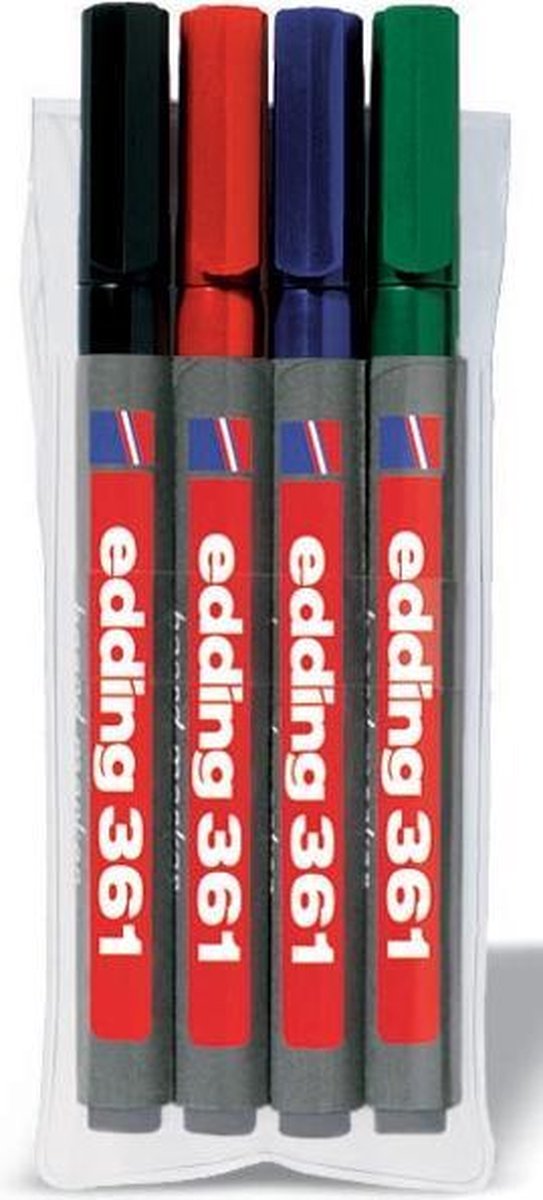 Edding Whiteboardmarker E-361 Etui 4 Stuks In Geassorteerde Kleuren - Wit