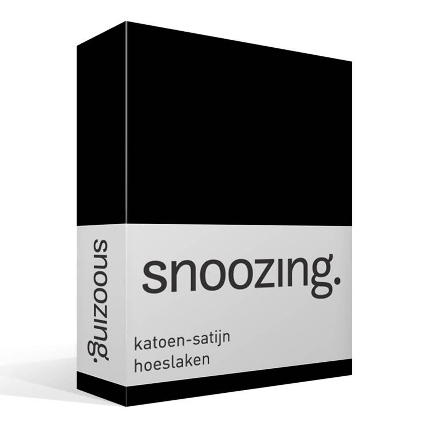 Snoozing - Katoen-satijn - Hoeslaken - 160x210 - - Zwart