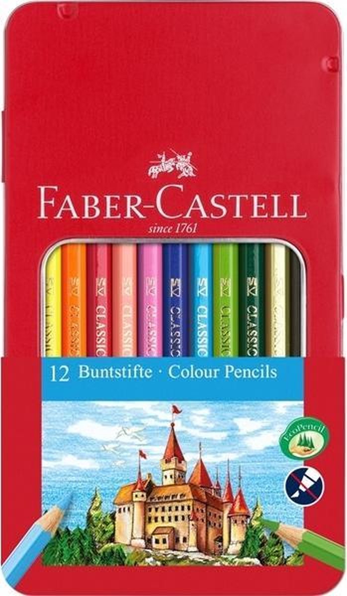 Faber Castell kleurpotlood Faber-Castell Castle zeskantig metalen etui met 12 stuks