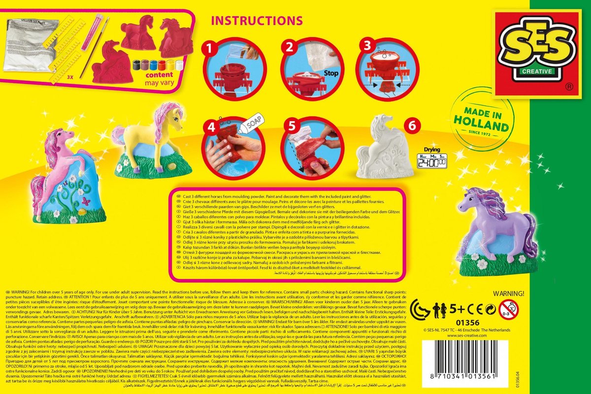 Ses gips gieten en schilderen paarden 19-delig