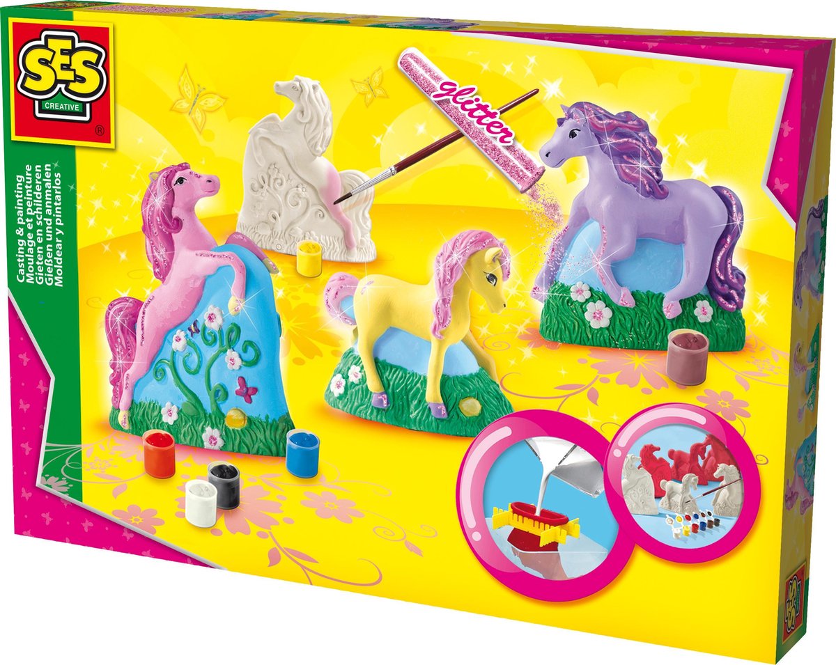 Ses gips gieten en schilderen paarden 19-delig