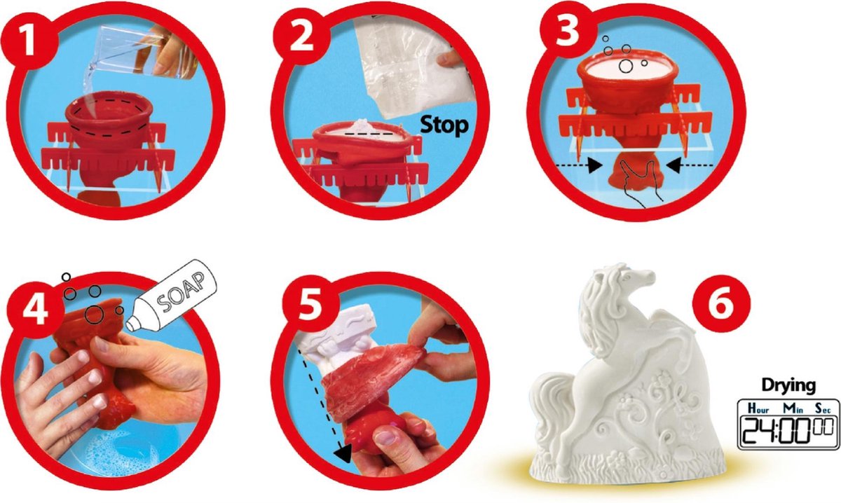 Ses gips gieten en schilderen paarden 19-delig