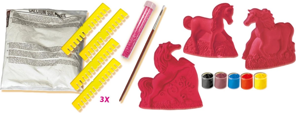 Ses gips gieten en schilderen paarden 19-delig