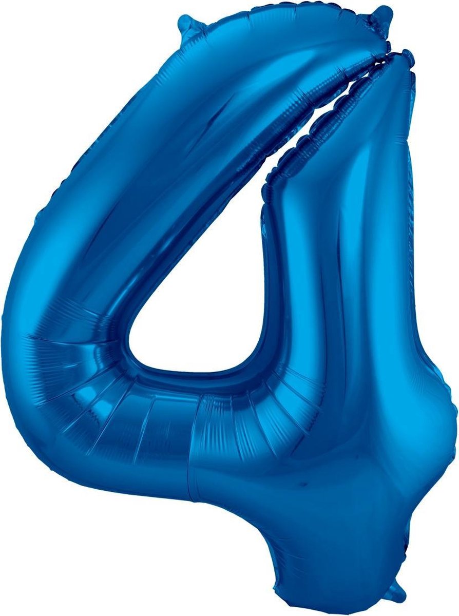 Folat Folie Ballon Cijfer 4 86 cm - Blauw