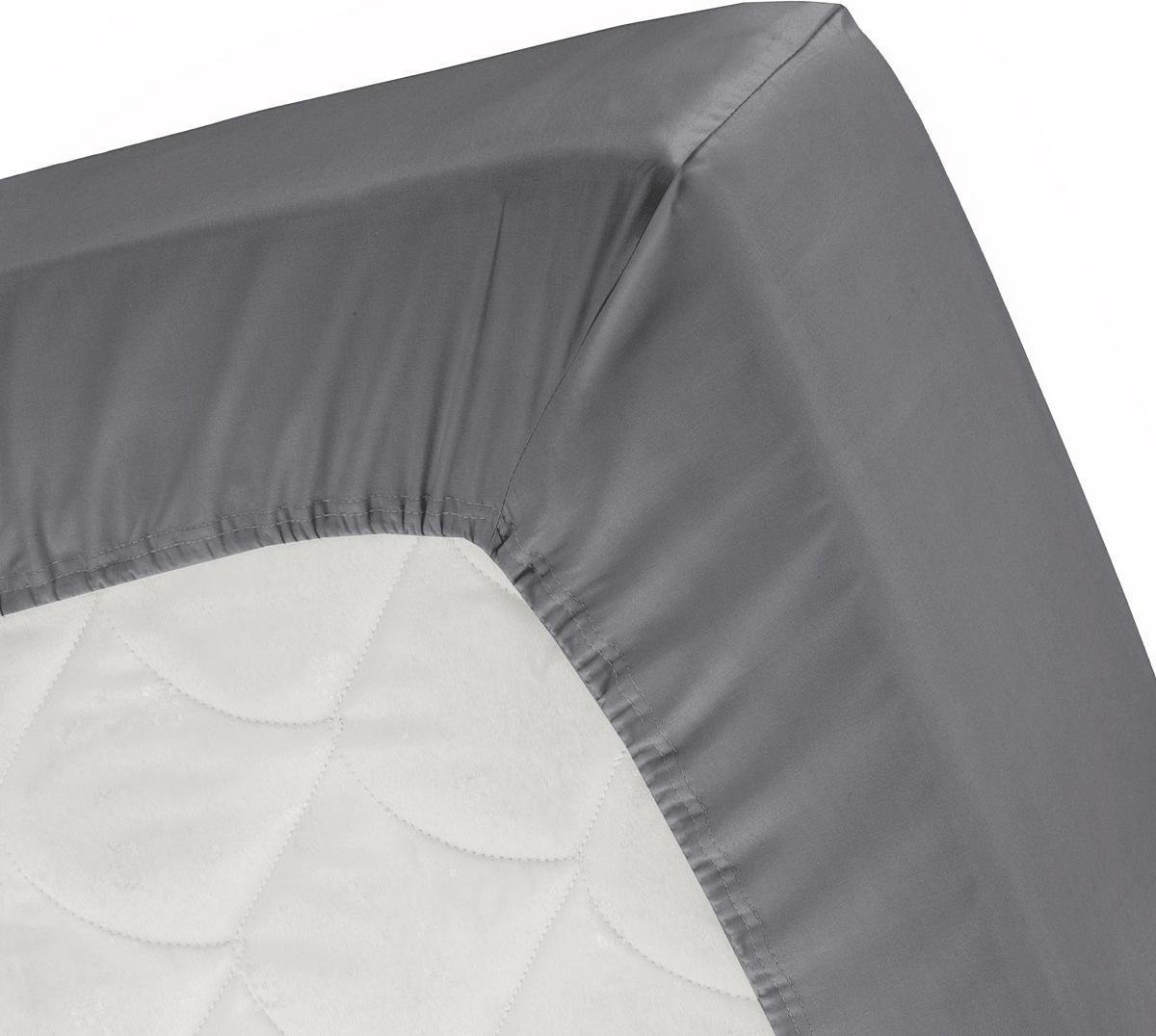 Damai Hoeslaken Biologisch Katoen Satijn 30cm Hoekhoogte - anthracite - Grijs