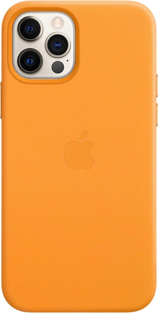 Apple iPhone 12 en 12 Pro Back Cover met MagSafe Leer California Poppy - Oranje