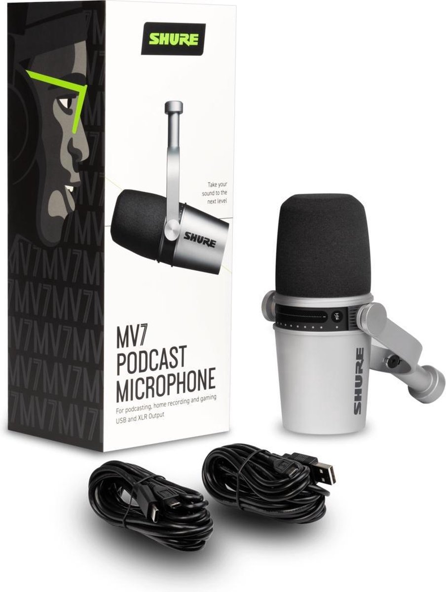 Shure MV7 Zilver - Silver