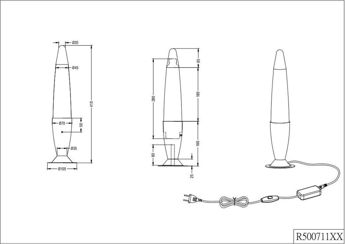 Trio Leuchten Lavalamp - Silver