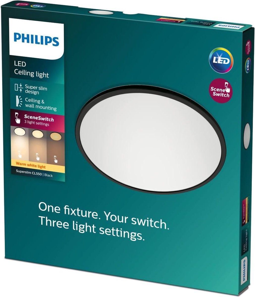 Philips Superslim Plafonnière - Zwart