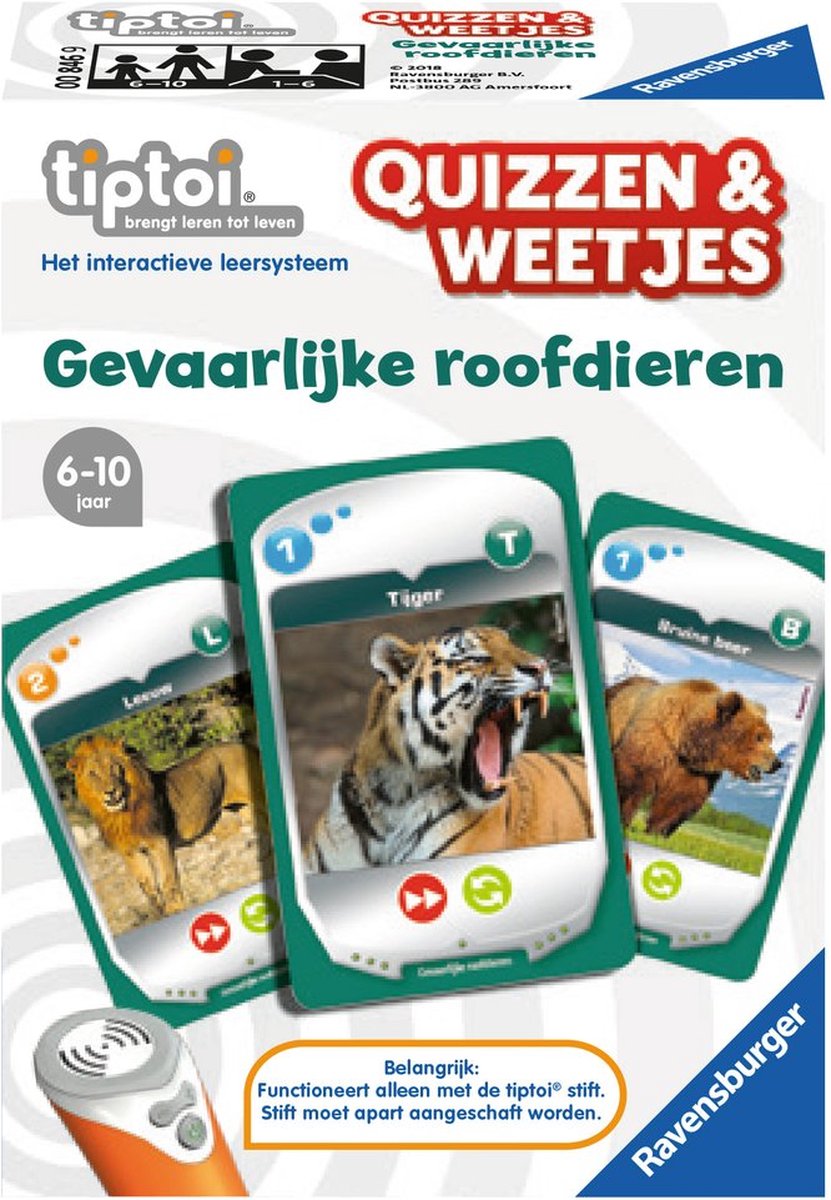 Ravensburger Tiptoi Quizzen & Weetjes - Roofdieren