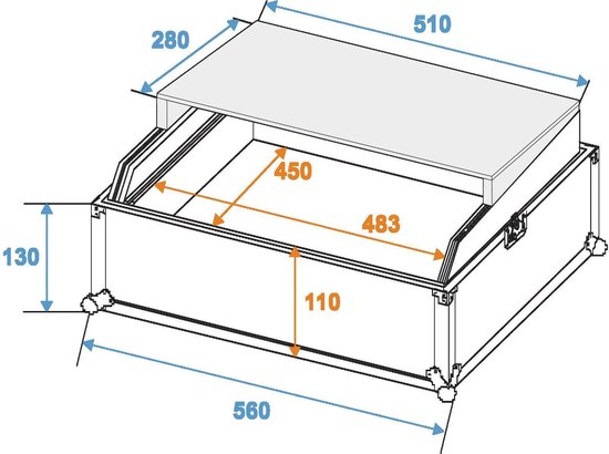 Omnitronic PRO LS19 19 inch topload flightcase met laptop-dock