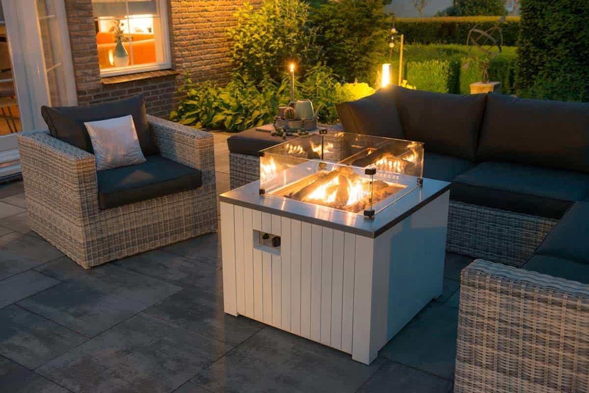 Cozy Living Garden Impressions gas vuurtafel Faro 80x80 cm - Wit