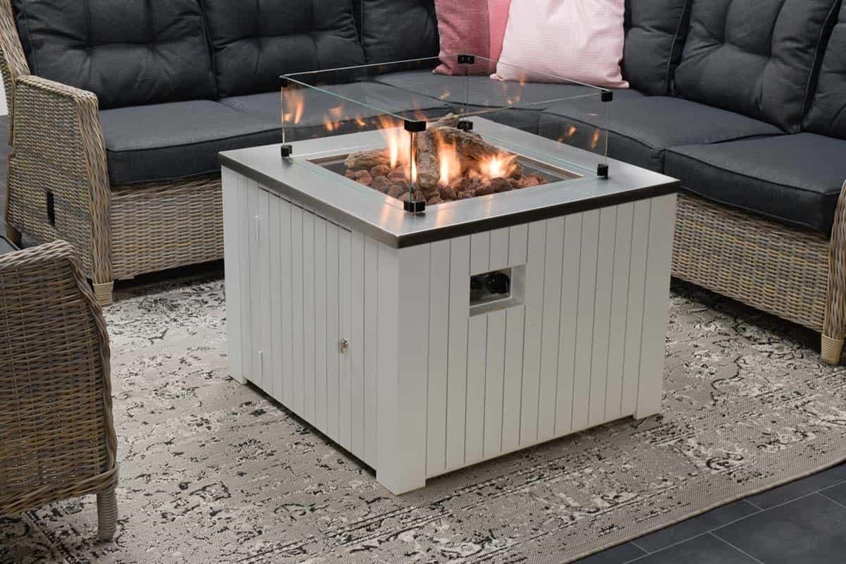 Cozy Living Garden Impressions gas vuurtafel Faro 80x80 cm - Wit