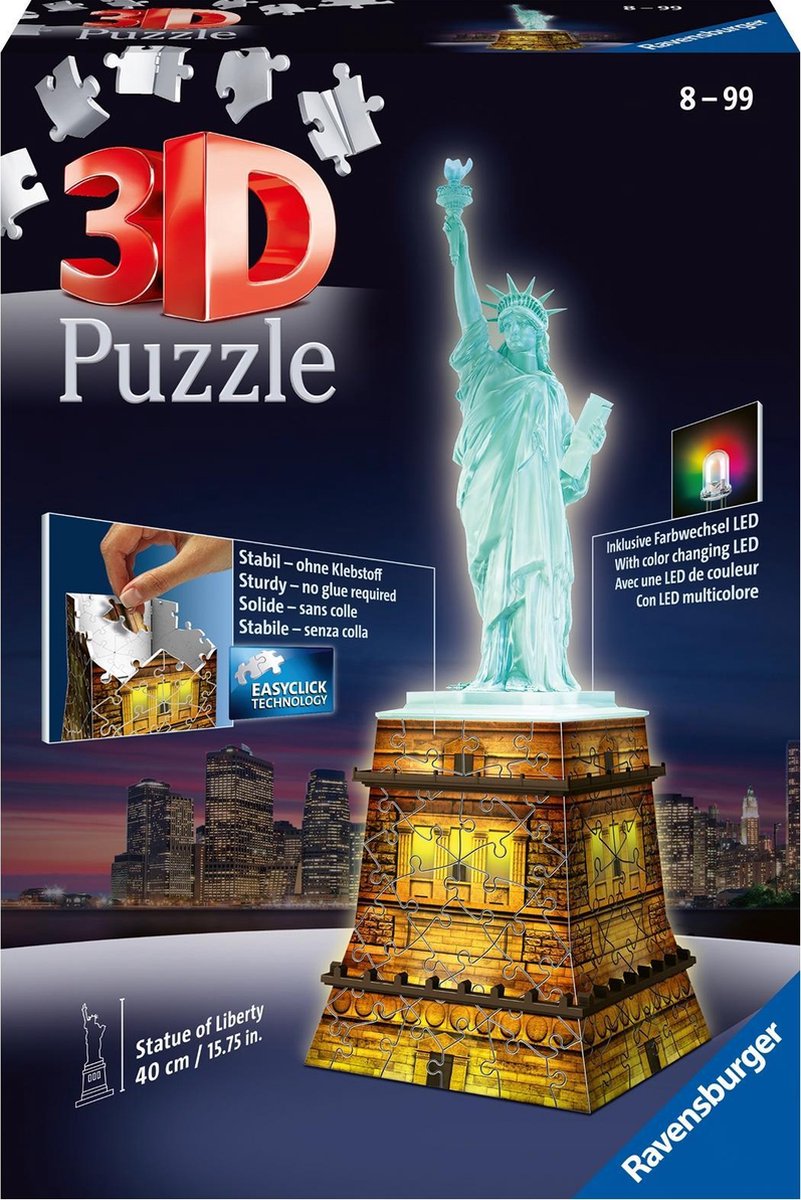 Ravensburger Statue of Liberty - Night Edition 3D (108 stukjes)