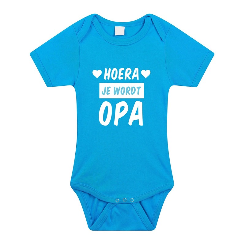 Bellatio Decorations Hoera je wordt opa tekst baby rompertje jongens - Kraamcadeau - Babykleding - Blauw