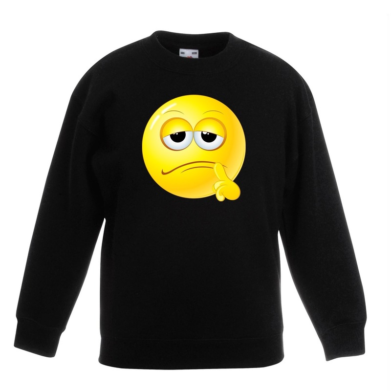 Bellatio Decorations Smiley/ emoticon sweater bedenkelijk kinderen - Zwart