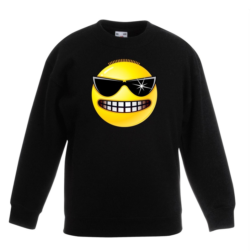 Bellatio Decorations Smiley/ emoticon sweater stoer kinderen - Zwart