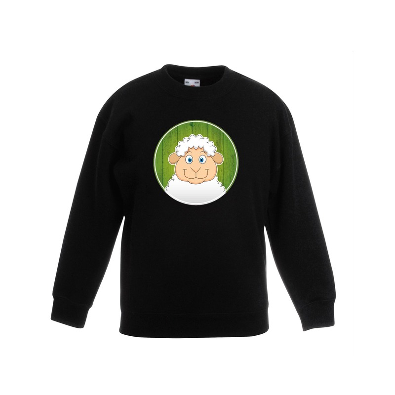 Bellatio Decorations Kinder sweater met vrolijke lammetje print - lammetjes trui - Zwart