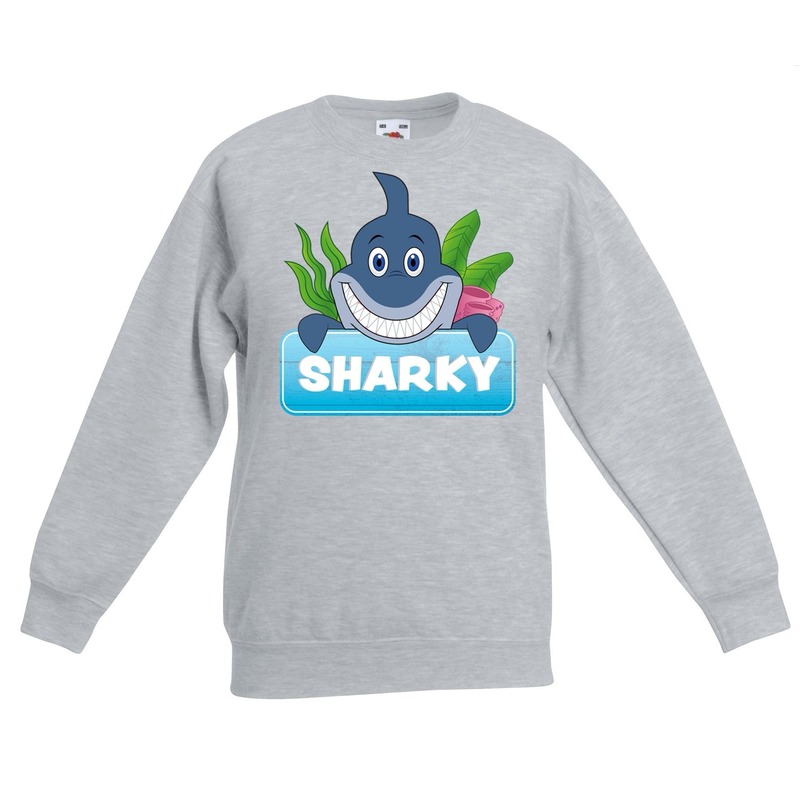 Bellatio Decorations Sharky de haai sweater voor kinderen - unisex - haaien trui - Grijs