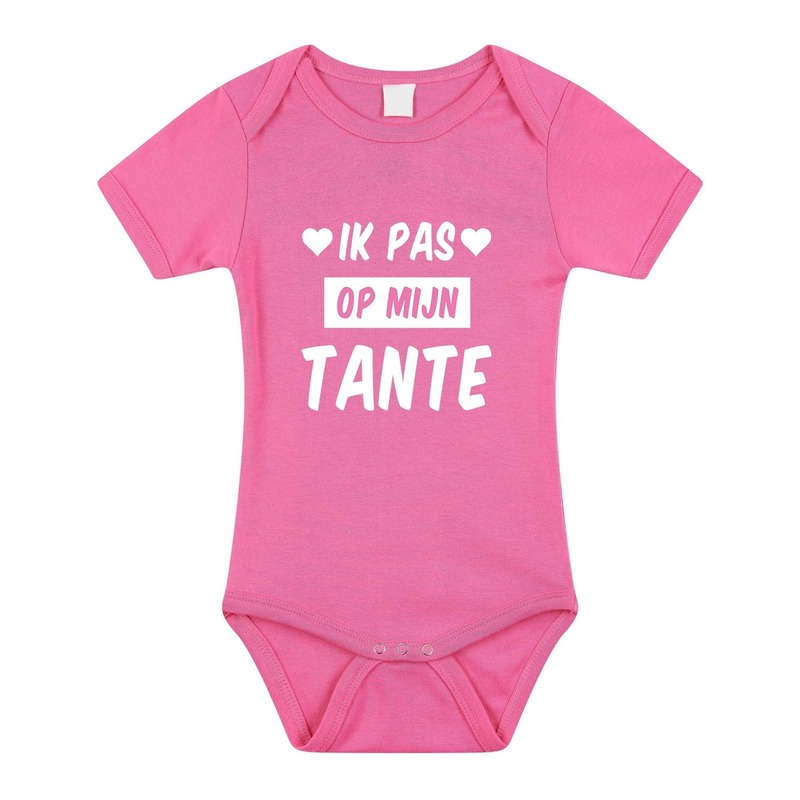 Bellatio Decorations Ik pas op mijn tante tekst baby rompertje meisjes - Kraamcadeau - Babykleding - Roze