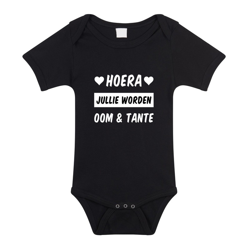 Bellatio Decorations Hoera jullie worden oom en tante tekst baby rompertje meisjes en jongens - Kraamcadeau - Babykleding - Zwart