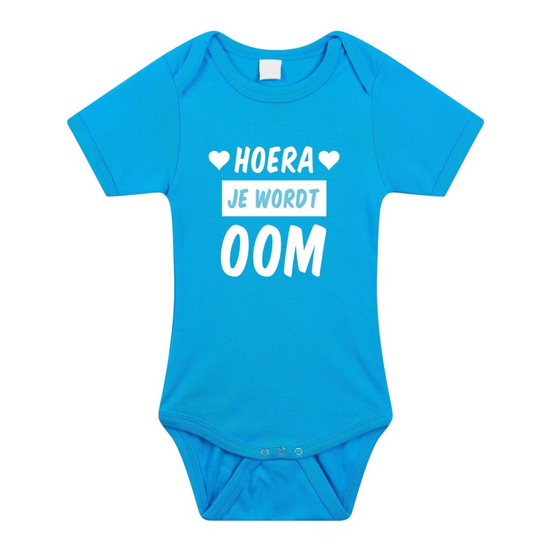 Bellatio Decorations Hoera je wordt oom tekst baby rompertje jongens - Kraamcadeau - Babykleding - Blauw