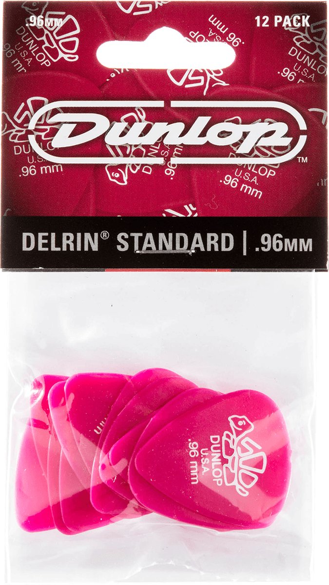 Dunlop Delrin 500 0.96mm 12-pack plectrumset donker roze