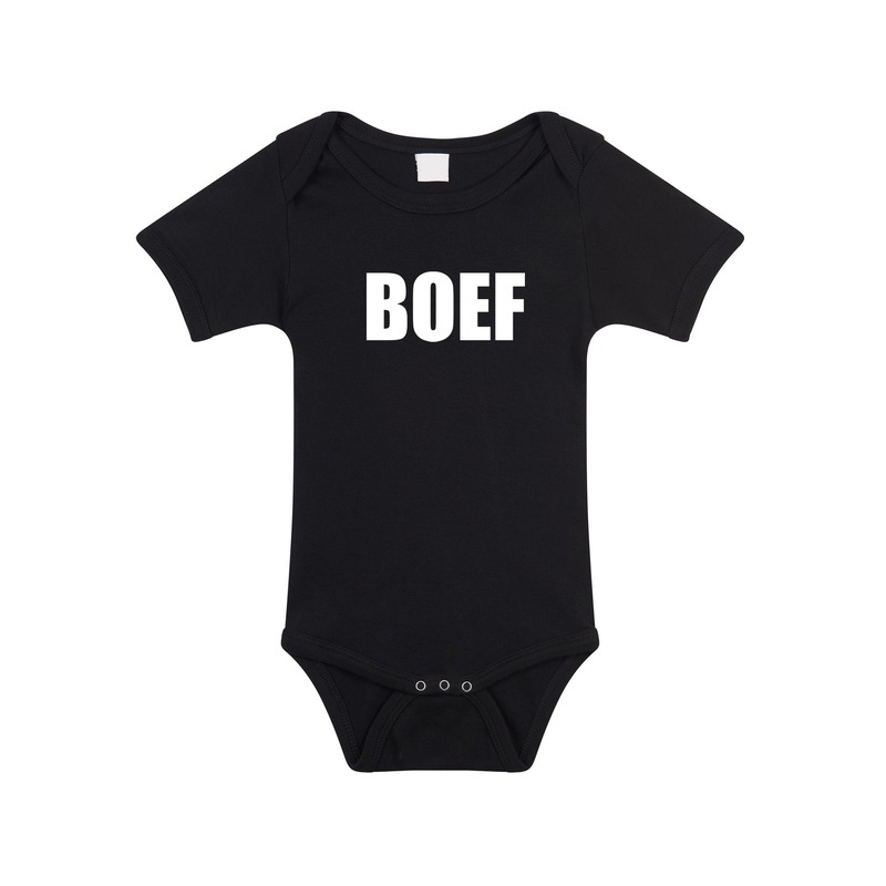 Bellatio Decorations Boef tekst baby rompertje jongens en meisjes - Kraamcadeau - Babykleding - Zwart