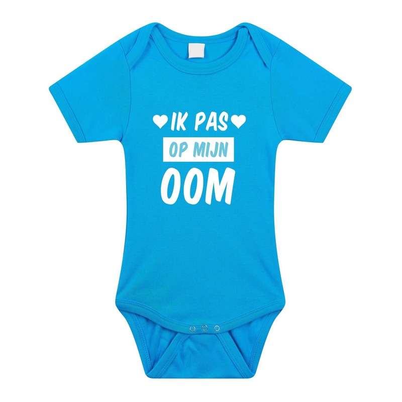 Bellatio Decorations Ik pas op mijn oom tekst baby rompertje jongens - Kraamcadeau - Babykleding - Blauw