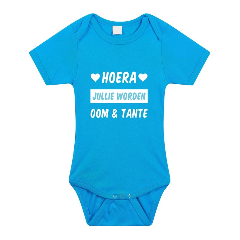 Bellatio Decorations Hoera jullie worden oom en tante tekst baby rompertje jongens - Kraamcadeau - Babykleding - Blauw