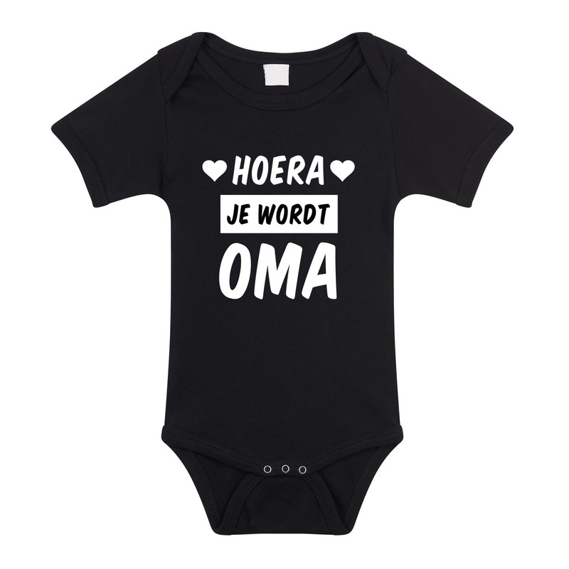 Bellatio Decorations Hoera je wordt oma tekst baby rompertje meisjes en jongens - Kraamcadeau - Babykleding - Zwart