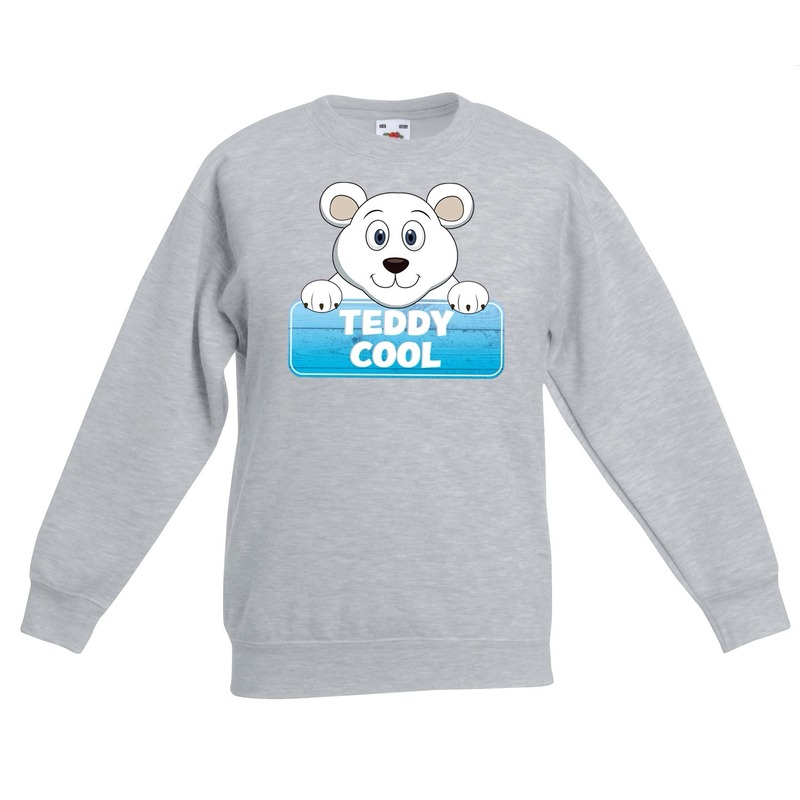 Bellatio Decorations Teddy Cool de ijsbeer sweater voor kinderen - unisex - ijsberen trui - Grijs