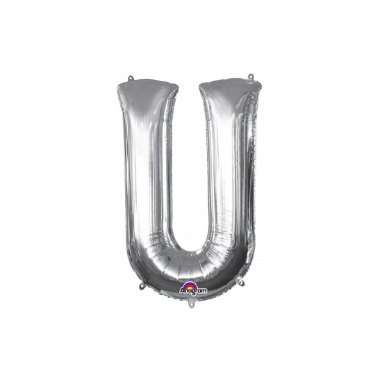 Anagram Letter U ballon zilver 86 cm - Silver