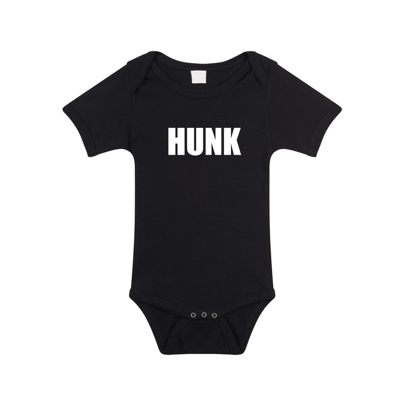 Bellatio Decorations Hunk tekst baby rompertje jongens - Kraamcadeau - Babykleding - Zwart