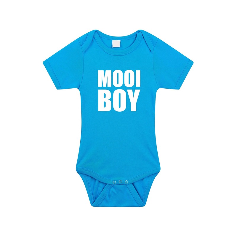 Bellatio Decorations Mooiboy tekst baby rompertje jongens - Kraamcadeau - Babykleding - Blauw