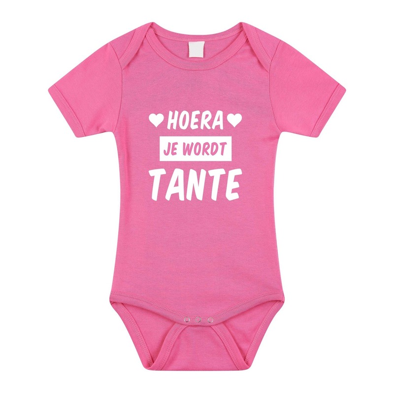 Bellatio Decorations Hoera je wordt tante tekst baby rompertje meisjes - Kraamcadeau - Babykleding - Roze