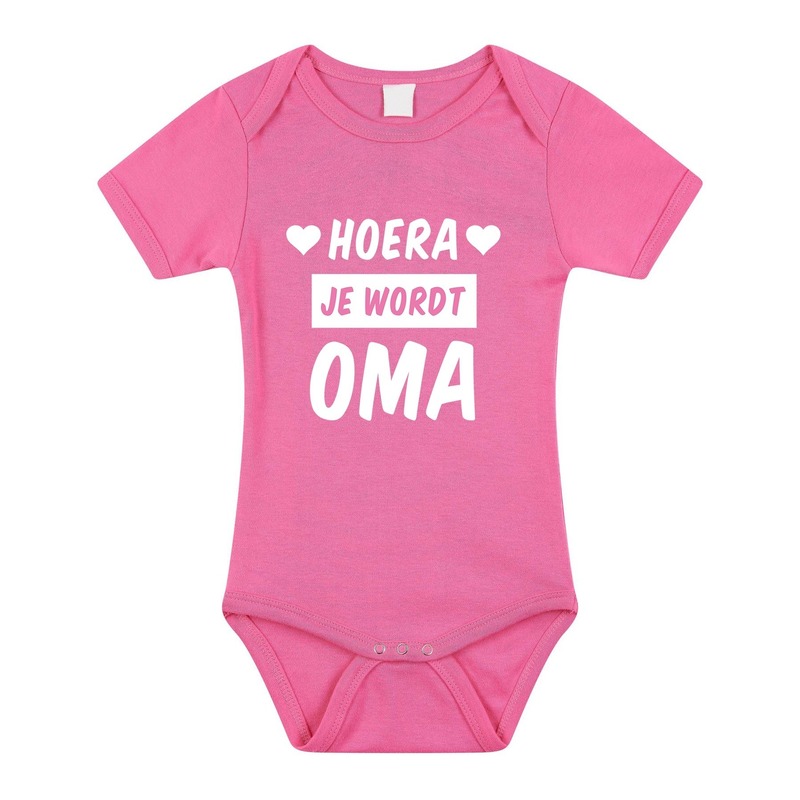 Bellatio Decorations Hoera je wordt oma tekst baby rompertje meisjes - Kraamcadeau - Babykleding - Roze