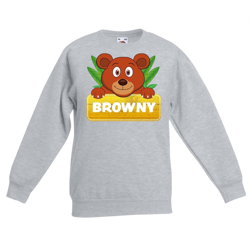 Bellatio Decorations Browny de beer sweater voor kinderen - unisex - beren trui - Grijs