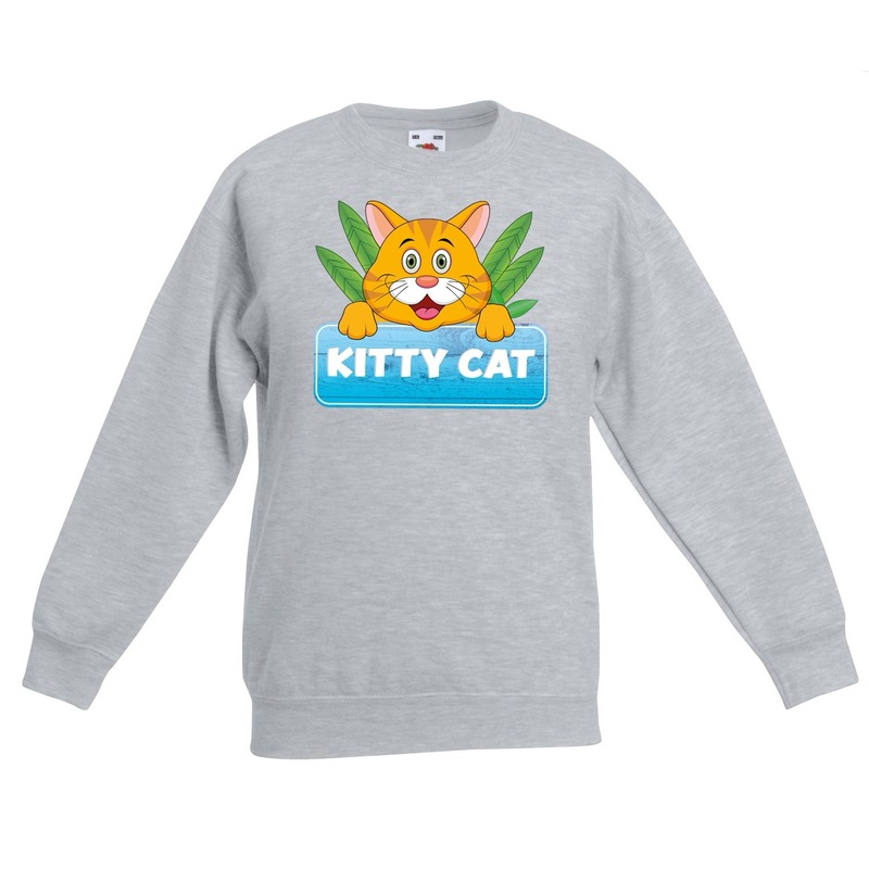 Bellatio Decorations Kitty Cat sweater voor kinderen - unisex - katten / poezen trui - Grijs