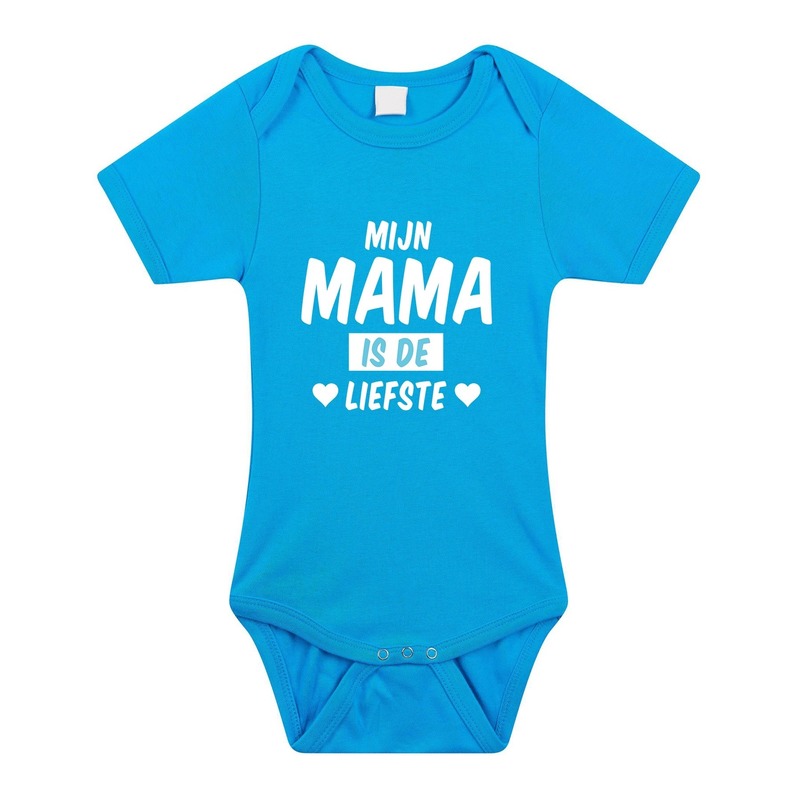 Bellatio Decorations Mijn mama is de liefste tekst baby rompertje jongens - Kraamcadeau - Babykleding - Blauw