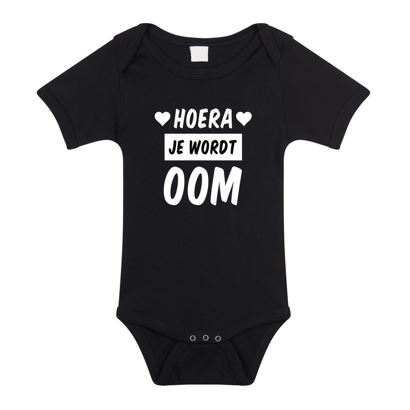 Bellatio Decorations Hoera je wordt oom tekst baby rompertje meisjes en jongens - Kraamcadeau - Babykleding - Zwart