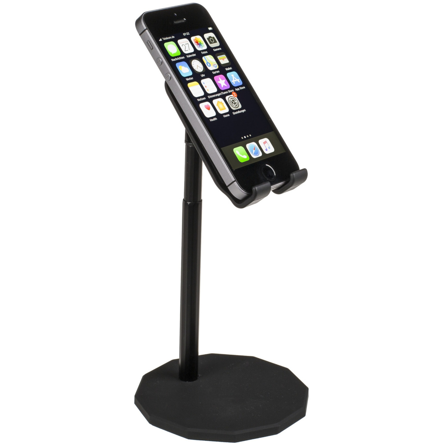 Mobiele telefoon houder op standaard 25 cm - Handsfree - Verstelbare smartphone houder op voet - Zwart