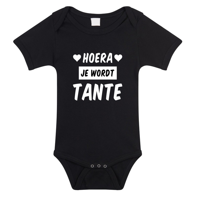 Bellatio Decorations Hoera je wordt tante tekst baby rompertje meisjes en jongens - Kraamcadeau - Babykleding - Zwart