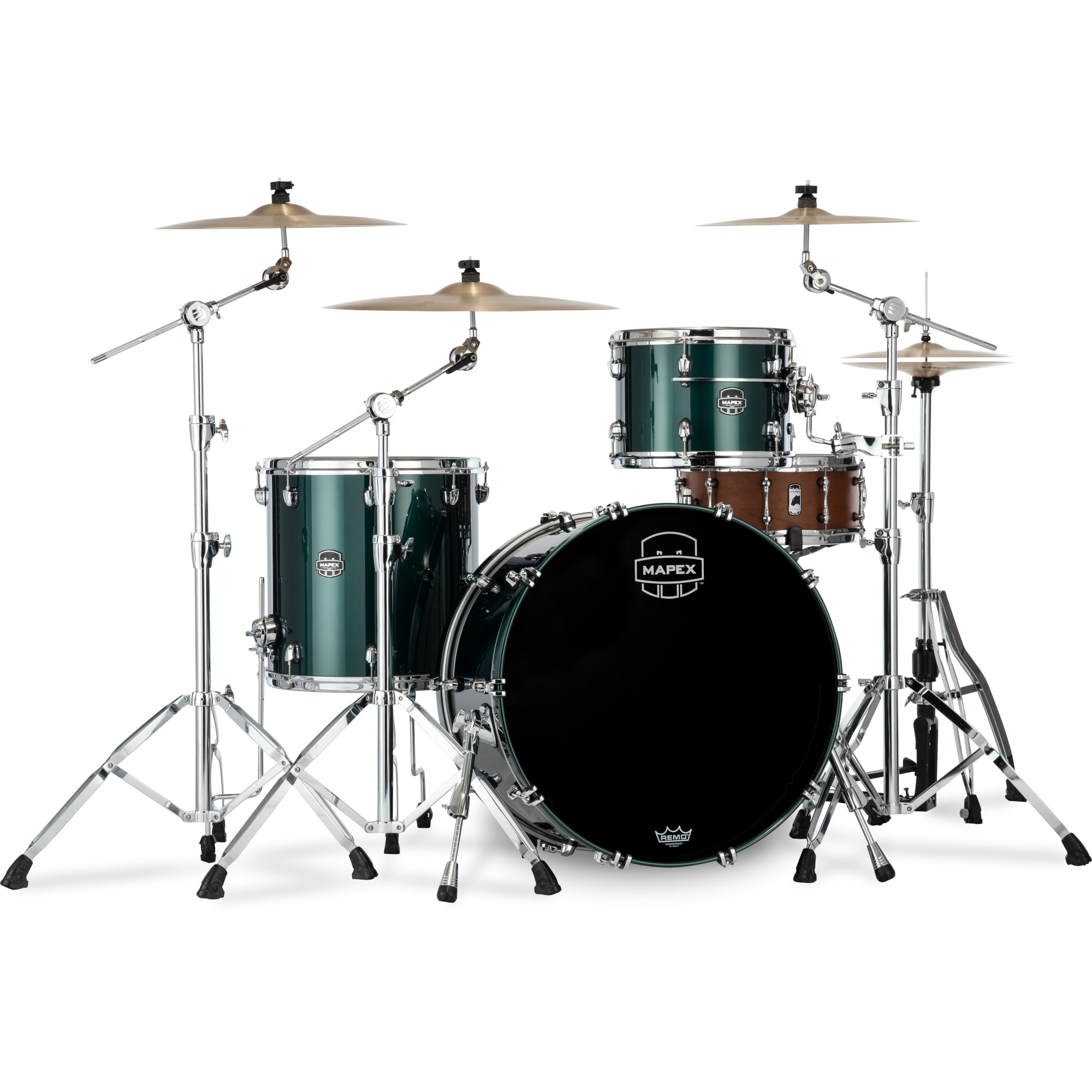 Mapex SE446XHPQ Saturn Evo. Hybrid Rock Powerhouse Brunswick Green 3d. shellset