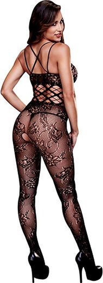 Baci -Sexy Kruisloze Catsuit - Zwart
