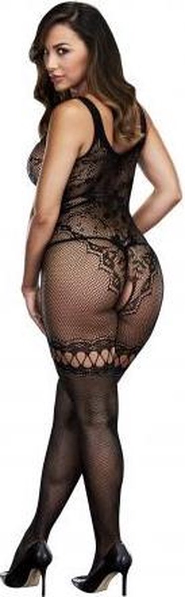 Baci - Sexy Catsuit Met Open Cups - Zwart