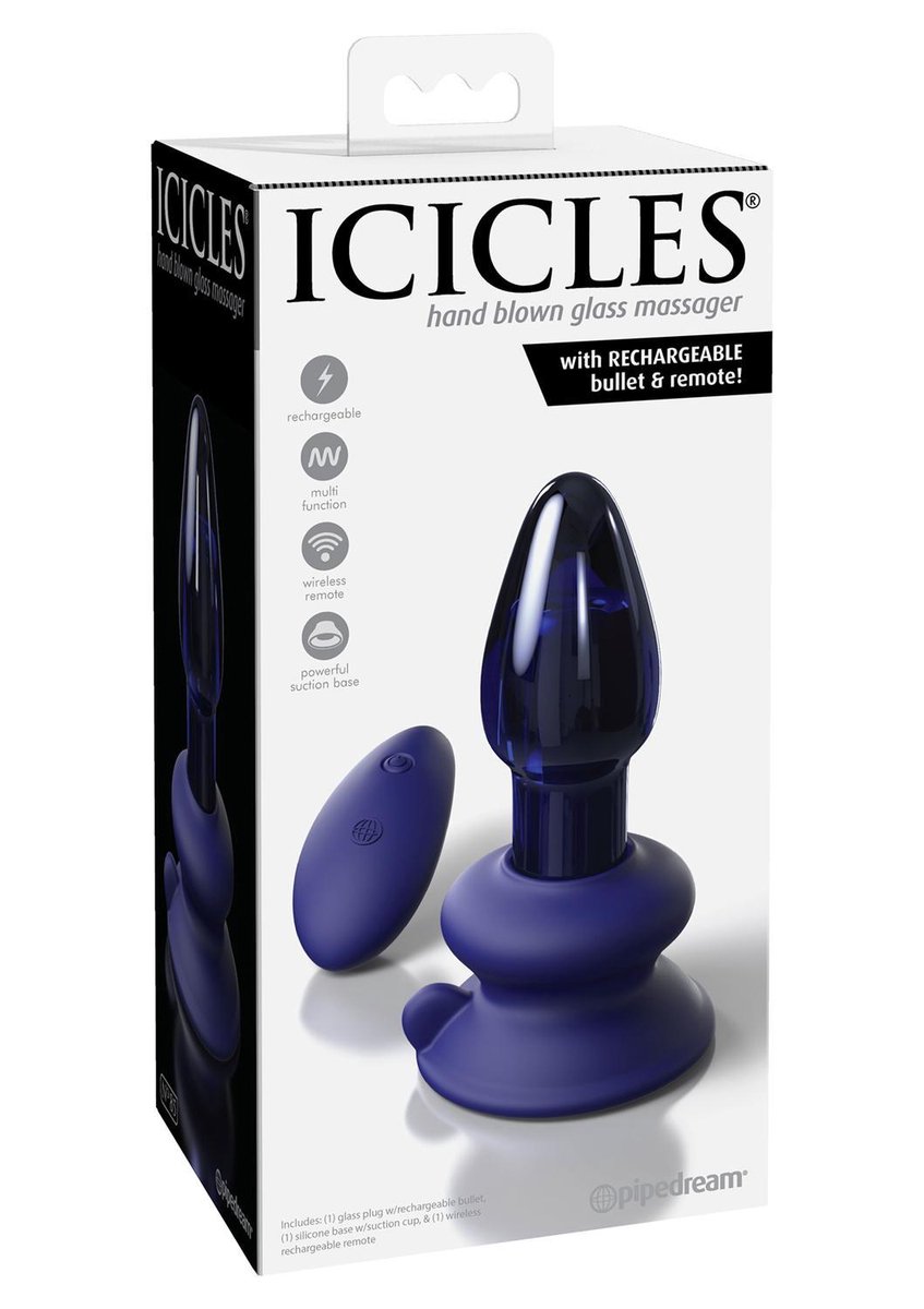 Icicles - No.85 Vibrerende Glazen Buttplug - Paars
