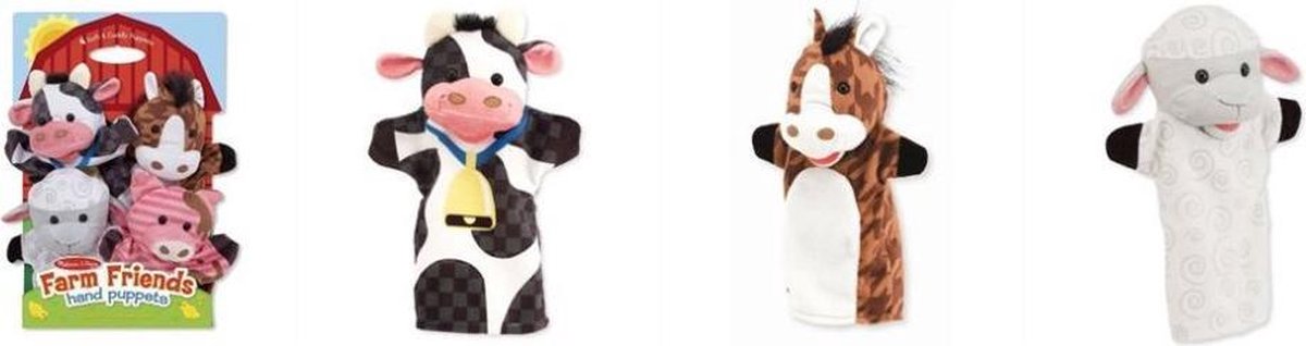 Melissa & Doug Handpoppen Boerderijdieren 4 Stuks
